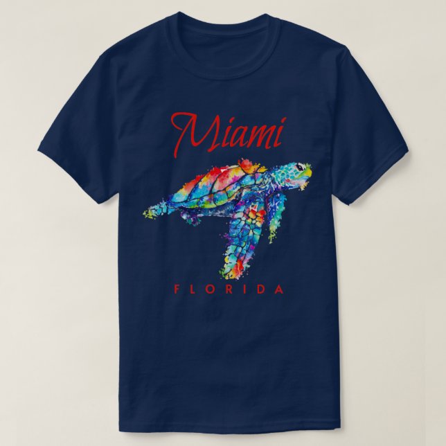 Camiseta Miami Florida Watercolor Sea Turtle (Frente do Design)