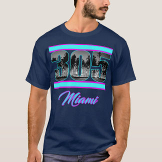 Camiseta Miami Retro 305 South Beach View 80s Pink  Blue