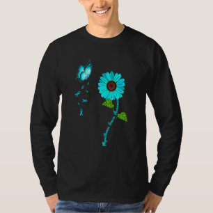 Camiseta Miastenia Gravis Consciência Teal Borboleta Solar