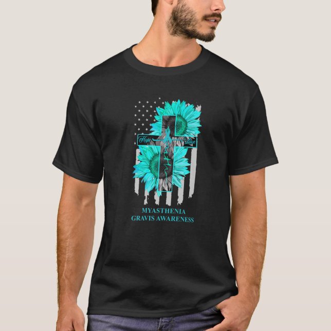 Camiseta Miastenia Gravis Consciência Teal Fita Esperança (Frente)