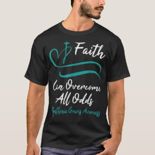 Camiseta Miastenia Gravis Consciência Teal Ribbon Christian