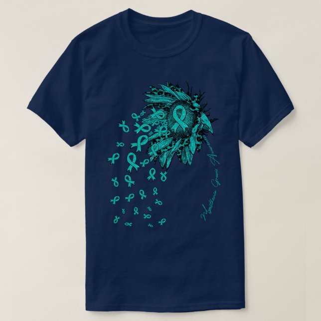 Camiseta Miastenia Gravis Sensibilização Sunflower ri (Frente do Design)