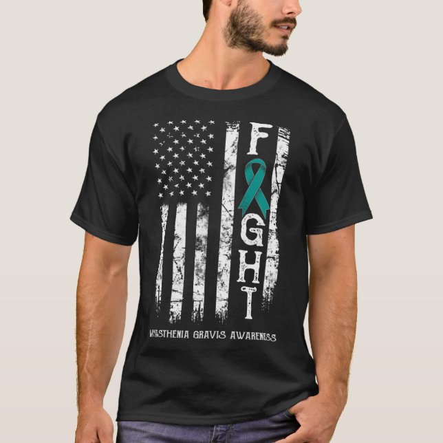 Camiseta Miastenia Gravis Warrior US Flag (Frente)