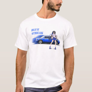 Camiseta Miata azul - com menina do anime