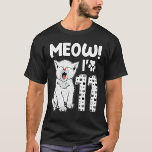 Camiseta Miau Eu Sou uma Menina de 11 Anos Aniversário de 1