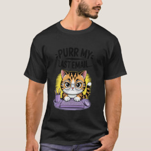 Camiseta Miau Meu Último Email Humor de Trabalho Gato Engra