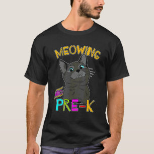 Camiseta Miau para o Pré-escolar Gatinho Preto Fofo de Volt