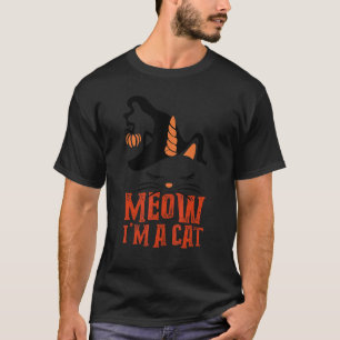 Camiseta Miau Sou Um Gato  Abóbora Bruxa Unicórnio Hallowee