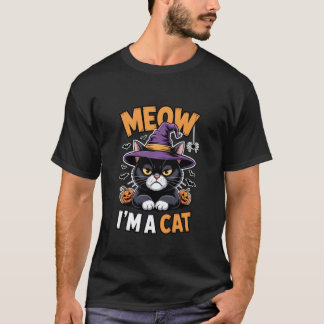 Camiseta Miau, sou um Gato Preto Mal-Humorado Roupa de Hall