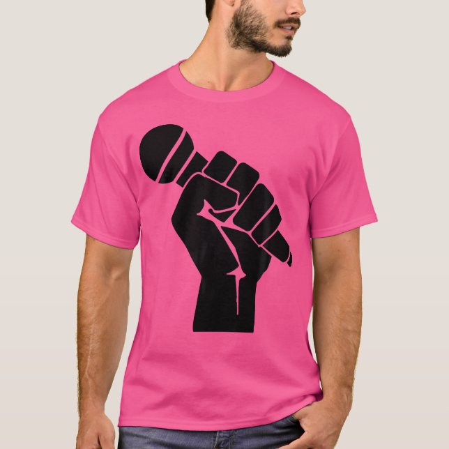 Camiseta Mic Raise - Gráfico de Microfone Hip Hop da Escola (Frente)