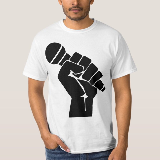 Camiseta Mic Raise - Old School Hip Hop Microphone Graphic  (Frente)