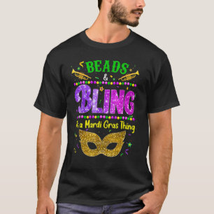 Camiseta Miçanga & Bling É uma festa Legal do Mardi Gras M