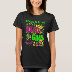 Camiseta Miçanga & Bling É uma Mardi Gras Thing 2023 Mardi 
