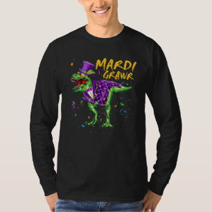 Camiseta Miçanga E Bling T Rex Dinossaur Mardi Gras Costume