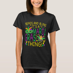 Camiseta Miçangas Bling Mardi Gras Thing Carnival Party Wo