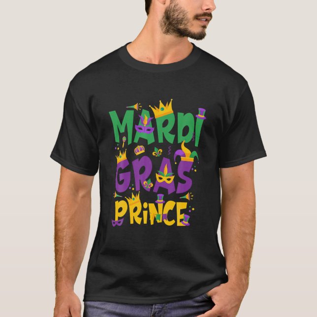 Camiseta Miçangas de Carnaval do Príncipe Funny Mardi Gras (Frente)