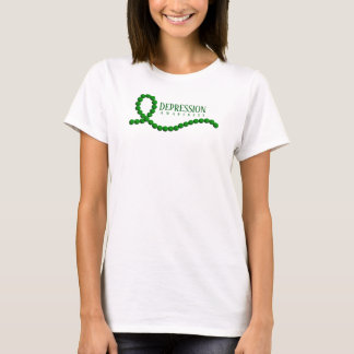 Camiseta Miçangas de Friso Verde de Sensibilização para a D