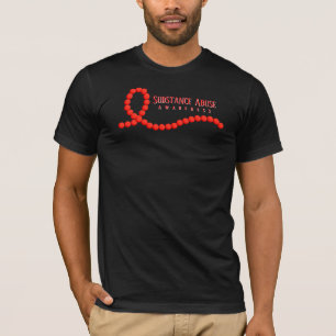 Camiseta Miçangas de Friso Vermelho de Sensibilização para
