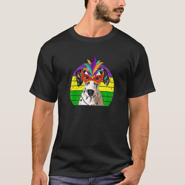 Camiseta Miçangas de máscaras de cães do Partido Mardi Gras (Frente)