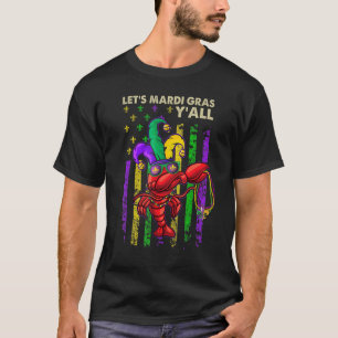 Camiseta Miçangas E Bling Dabbing Crawfish Mardi Gras Costu