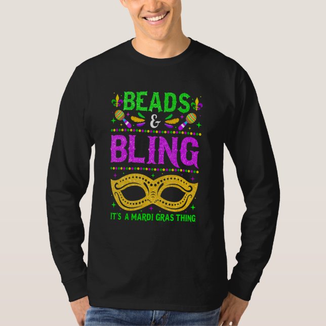 Camiseta Miçangas e Bling É um Carnaval do Mardi Gras. (Frente)