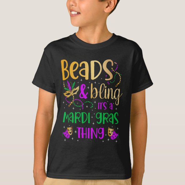 Camiseta Miçangas e Bling É um Carnaval do Mardi Gras. (Frente)