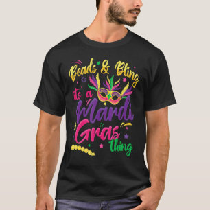 Camiseta Miçangas e Bling É um festival de Gras Mardi Nova 