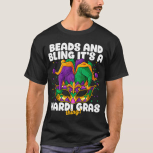 Camiseta Miçangas e bling é uma coisa de Mardi Gras Carnava