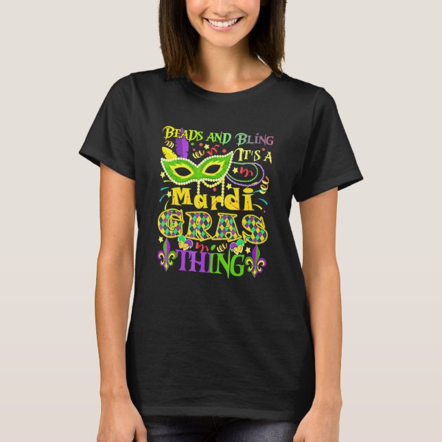 Camiseta Miçangas e Bling É Uma Coisa Do Mardi Gras (Frente)