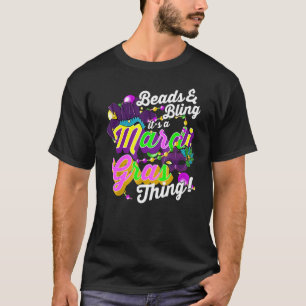 Camiseta Miçangas e Bling É uma coisa do Mardi Gras Ama Mar