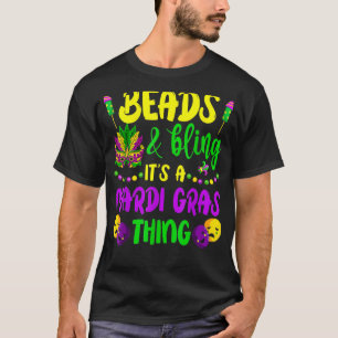 Camiseta Miçangas e Bling É Uma Coisa Mardi Gras Nova Orlea