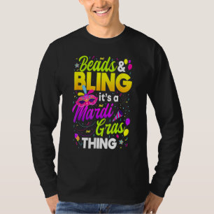 Camiseta Miçangas e Bling É Uma Coisa Mardi Gras Nova Orlea