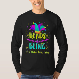 Camiseta Miçangas e Bling É Uma Coisa Mardi Gras Nova Orlea