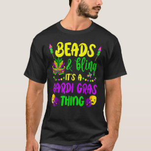 Camiseta Miçangas e Bling É Uma Coisa Mardi Gras Nova Orlea