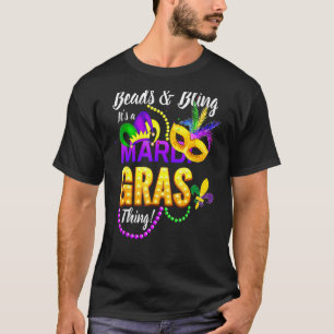 Camiseta Miçangas e Bling É Uma Coisa Mardi Gras Nova Orlea