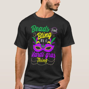 Camiseta Miçangas e Bling É Uma Coisa Mardi Gras Nova Orlea