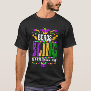 Camiseta Miçangas e Bling É uma Mardi Gras Engraçado Festiv