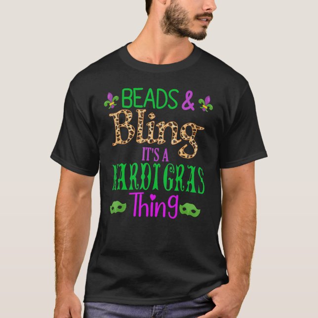 Camiseta Miçangas e Bling É uma Mardi Gras New Orleans Tee  (Frente)