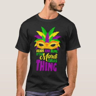 Camiseta Miçangas Mardi Gras Engraçadas, Miçangas Legal E B