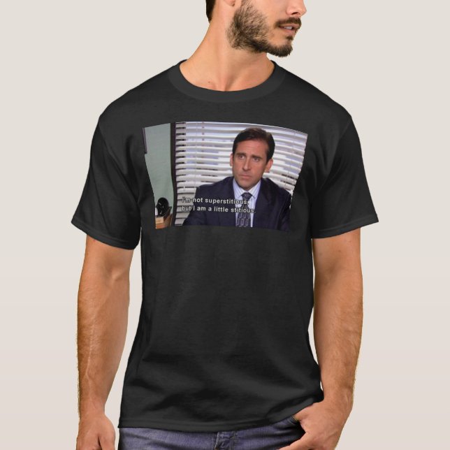 Camiseta michael scott se sentindo superstitante (o escritó (Frente)