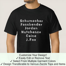 Camiseta Michael Tee Sobrenomes Totalmente Personalizados P