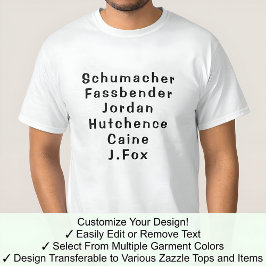 Camiseta Michael Tee Sobrenomes Totalmente Personalizados P