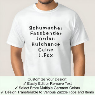 Camiseta Michael Tee Sobrenomes Totalmente Personalizados P