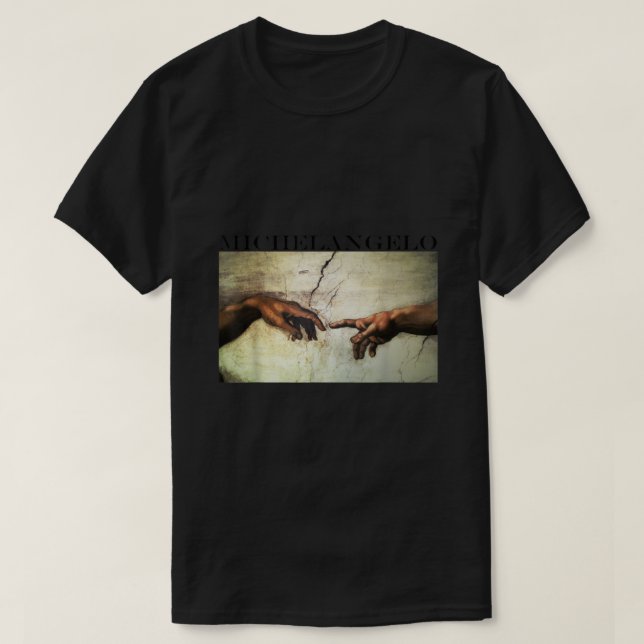 Camiseta Michelangelo Art Shirt Criação de Adão (Frente do Design)