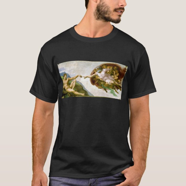 Camiseta Michelangelo - criação da pintura de Adam (Frente)