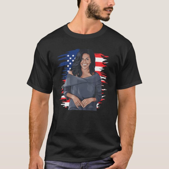 Camiseta Michelle Obama American International Women Histor (Frente)