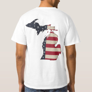 Camiseta Michigan Estrelas Patrióticas e Listras