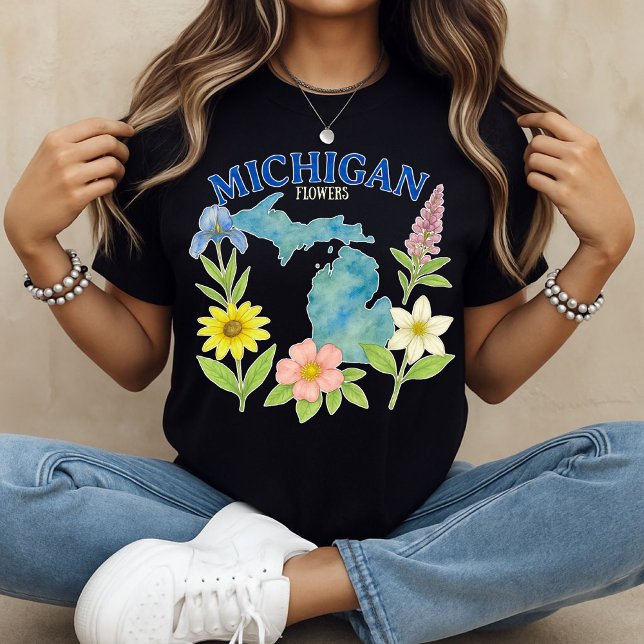 Camiseta Michigan Flowers T-Shirt impressão (Michigan Flowers Tee)