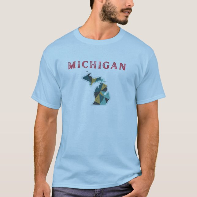Camiseta Michigan Geométrico Map T-Shirt | Estado minimalis (Frente)