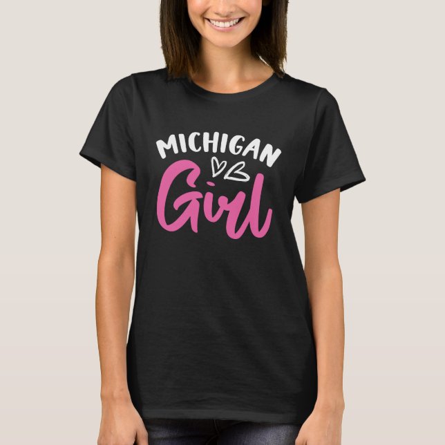Camiseta Michigan Girl City State American Town Country  4 (Frente)